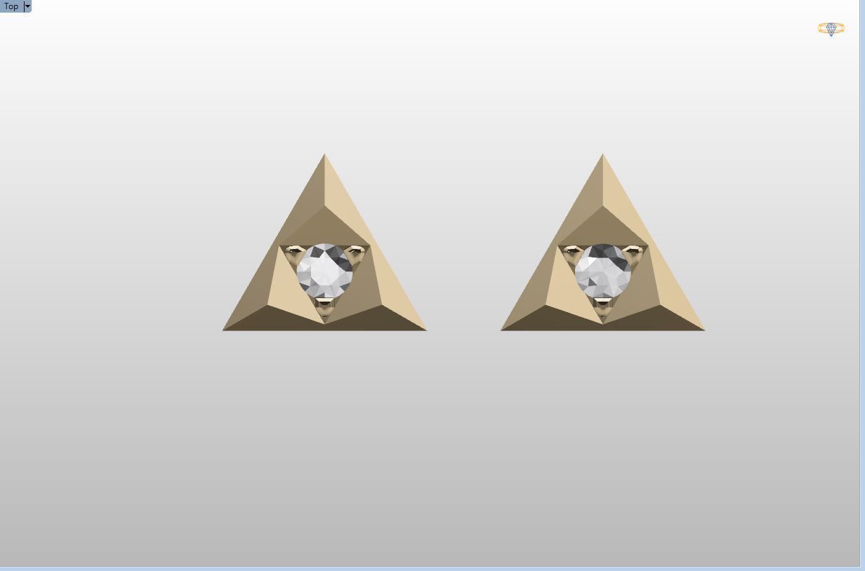  Gold earrings with single diamond - in the shape of a triangle Free 3D print model_9