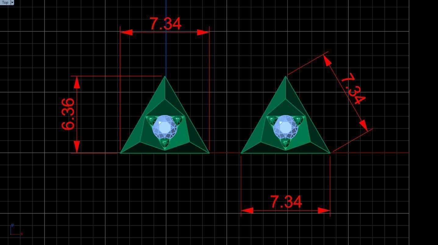  Gold earrings with single diamond - in the shape of a triangle Free 3D print model_8