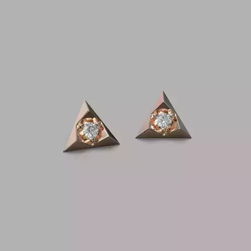  Gold earrings with single diamond - in the shape of a triangle Free 3D print model