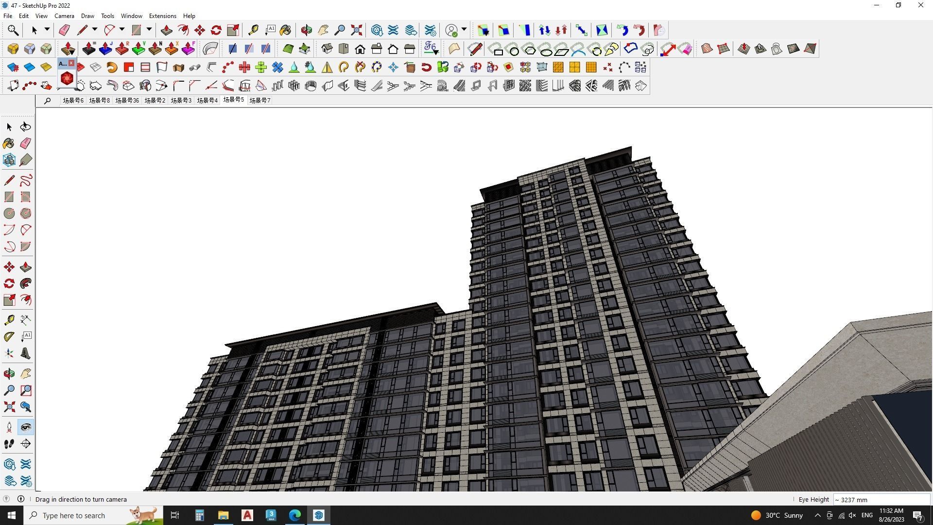 Aerial view of a landscape design with Apartment building 3D model_12