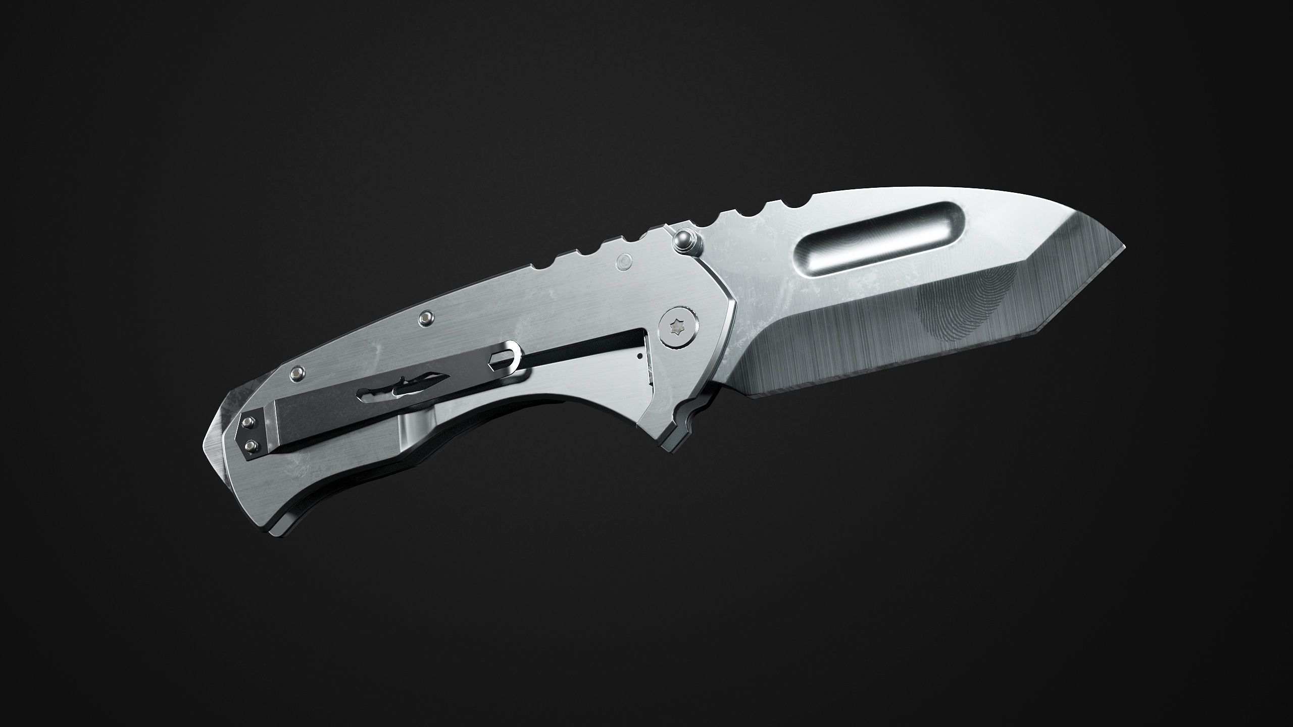 Tactical Folding Knife TFK01 Low-poly 3D model_4