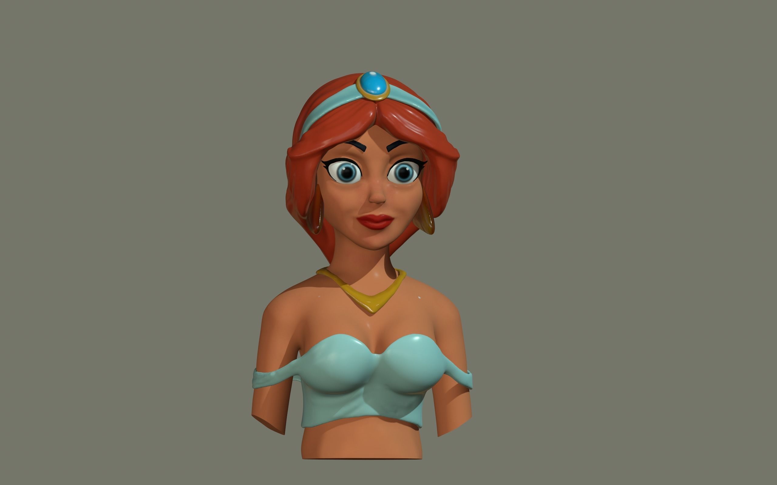 princess bust 3D print model_7