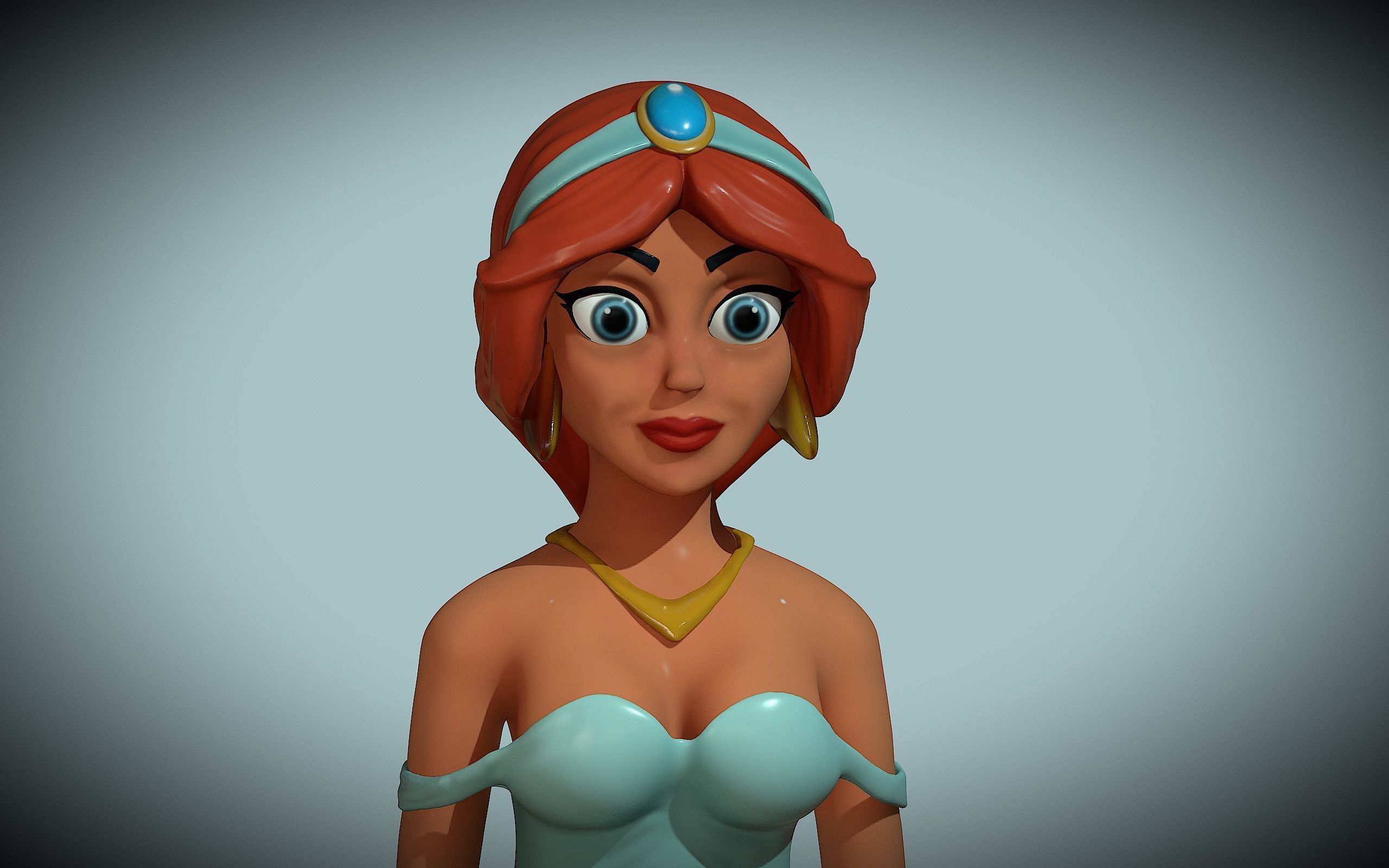 princess bust 3D print model_2
