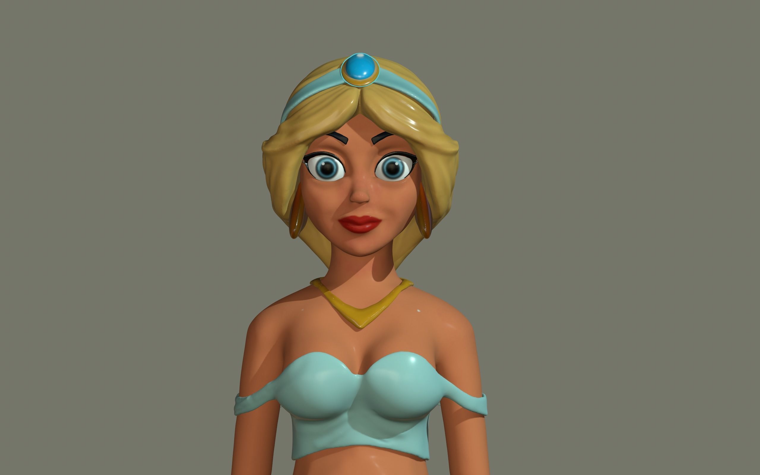 princess bust 3D print model_9