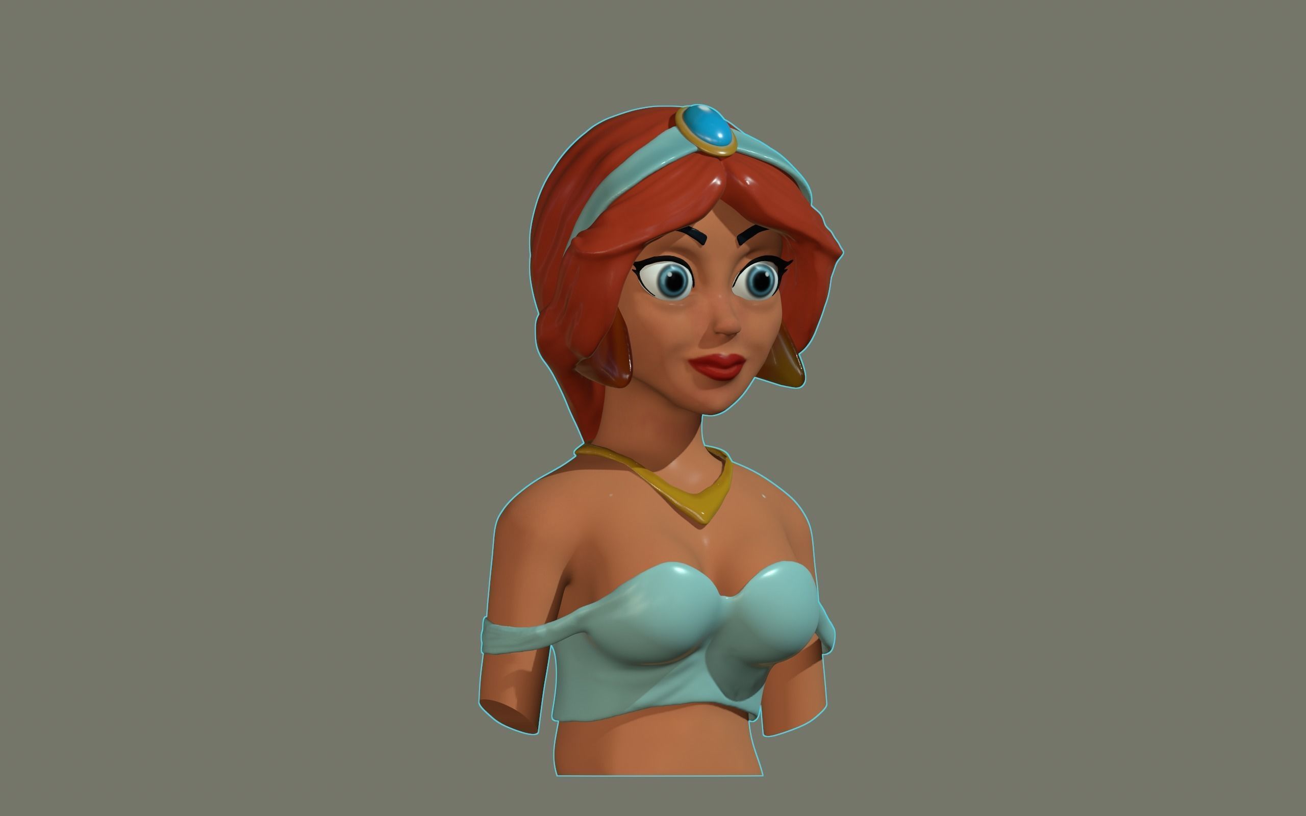 princess bust 3D print model_3