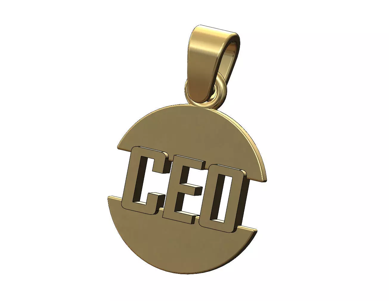 CEO split round pendant with bail 3D print model