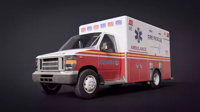 Ambulance 3D Model  Low-poly 3D model