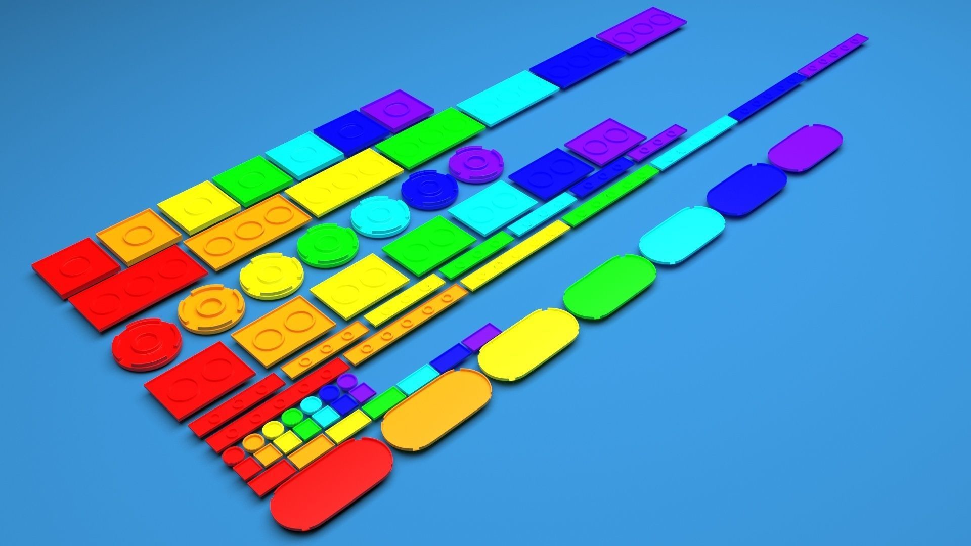 Colored Lego Tiles Set 3D model_38