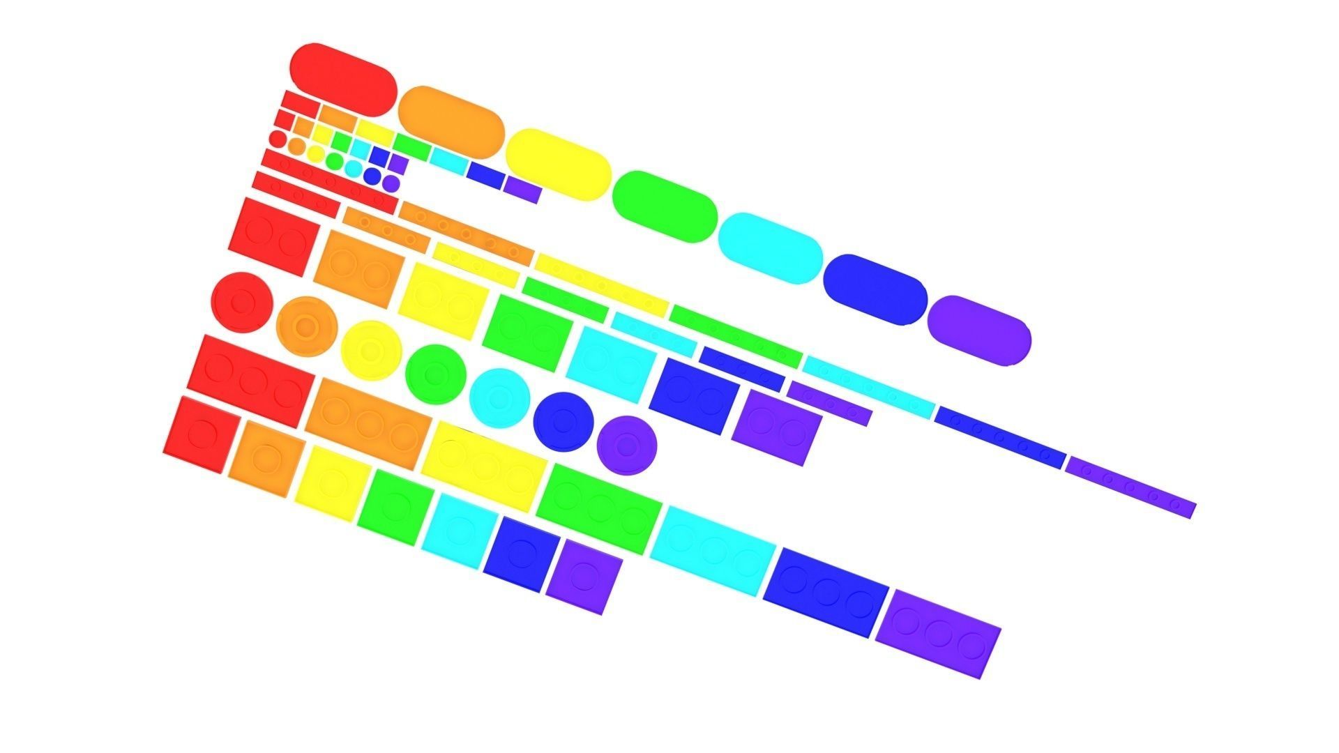 Colored Lego Tiles Set 3D model_4