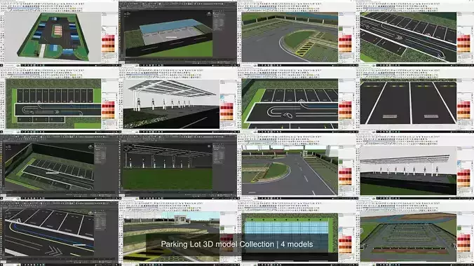 Parking Lot 3D model Collection 