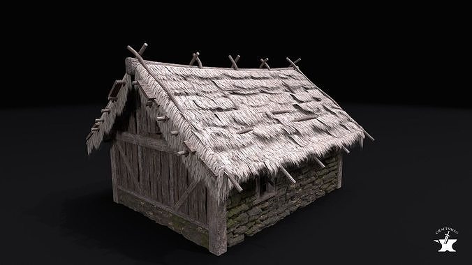 Realistic Medieval House Low-poly 3D model 5