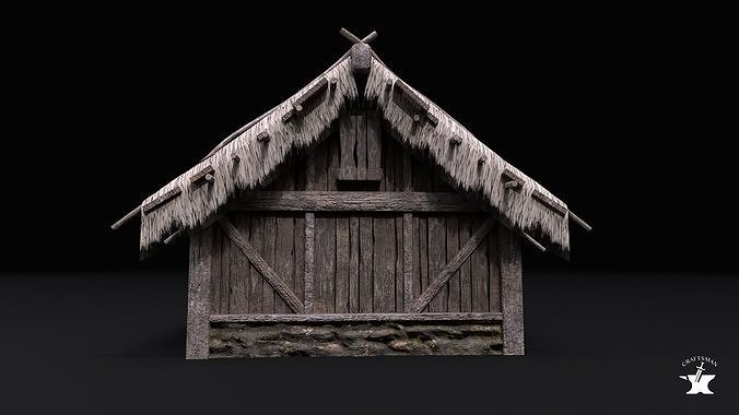 Realistic Medieval House Low-poly 3D model 4