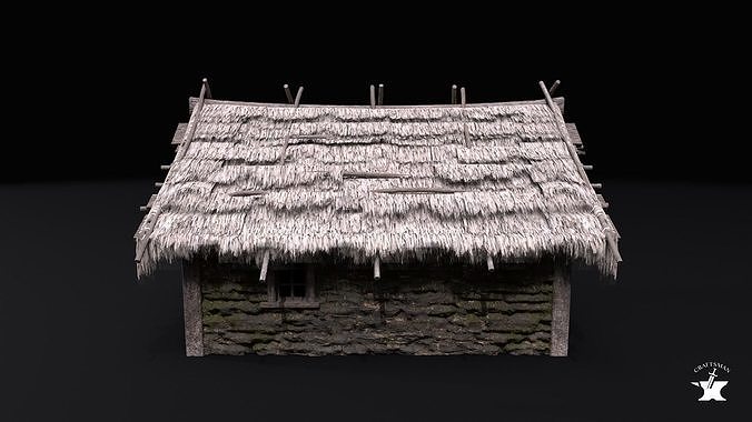 Realistic Medieval House Low-poly 3D model 6
