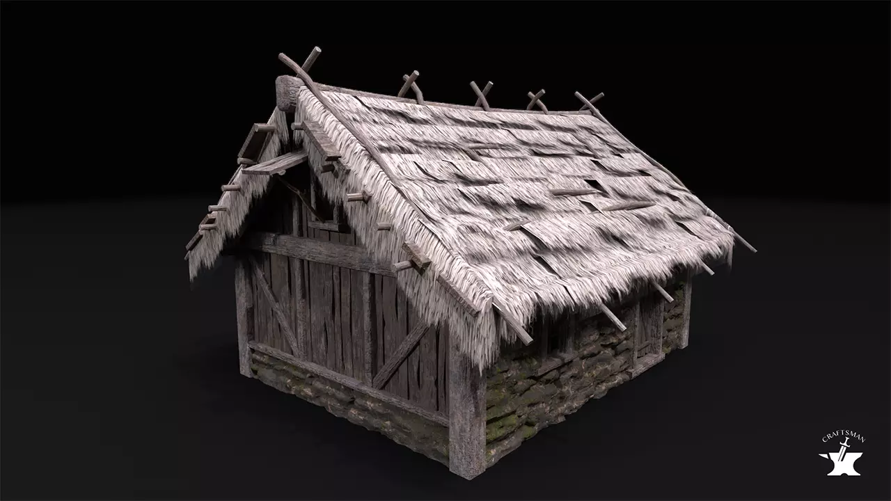 Realistic Medieval House Low-poly 3D model