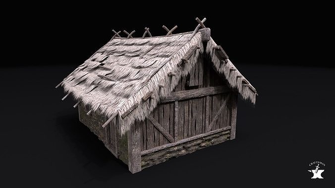 Realistic Medieval House Low-poly 3D model 3