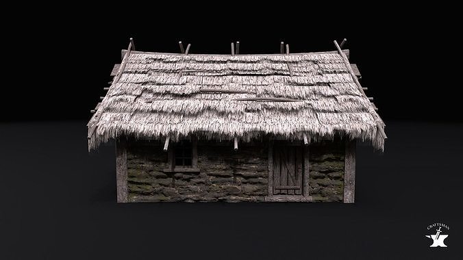Realistic Medieval House Low-poly 3D model 2
