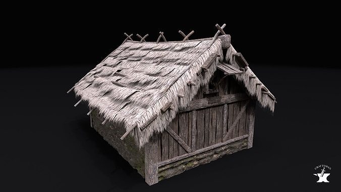Realistic Medieval House Low-poly 3D model 7
