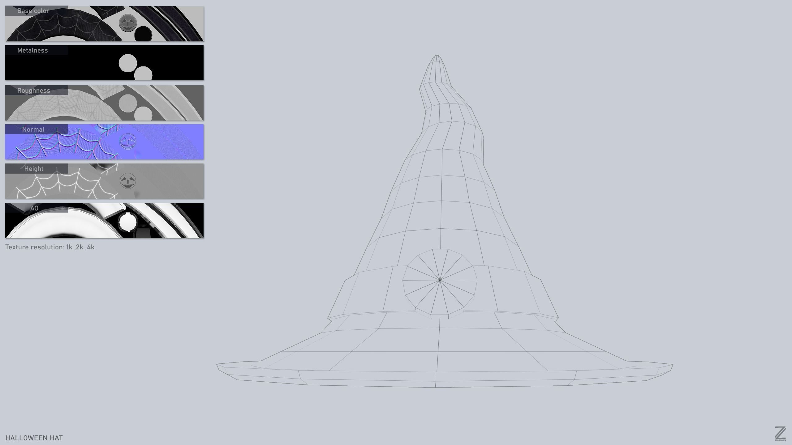 Halloween hat Low-poly 3D model_2