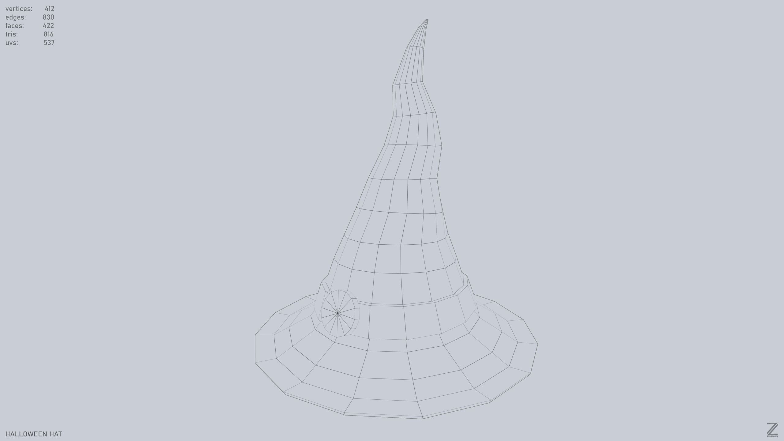 Halloween hat Low-poly 3D model_8