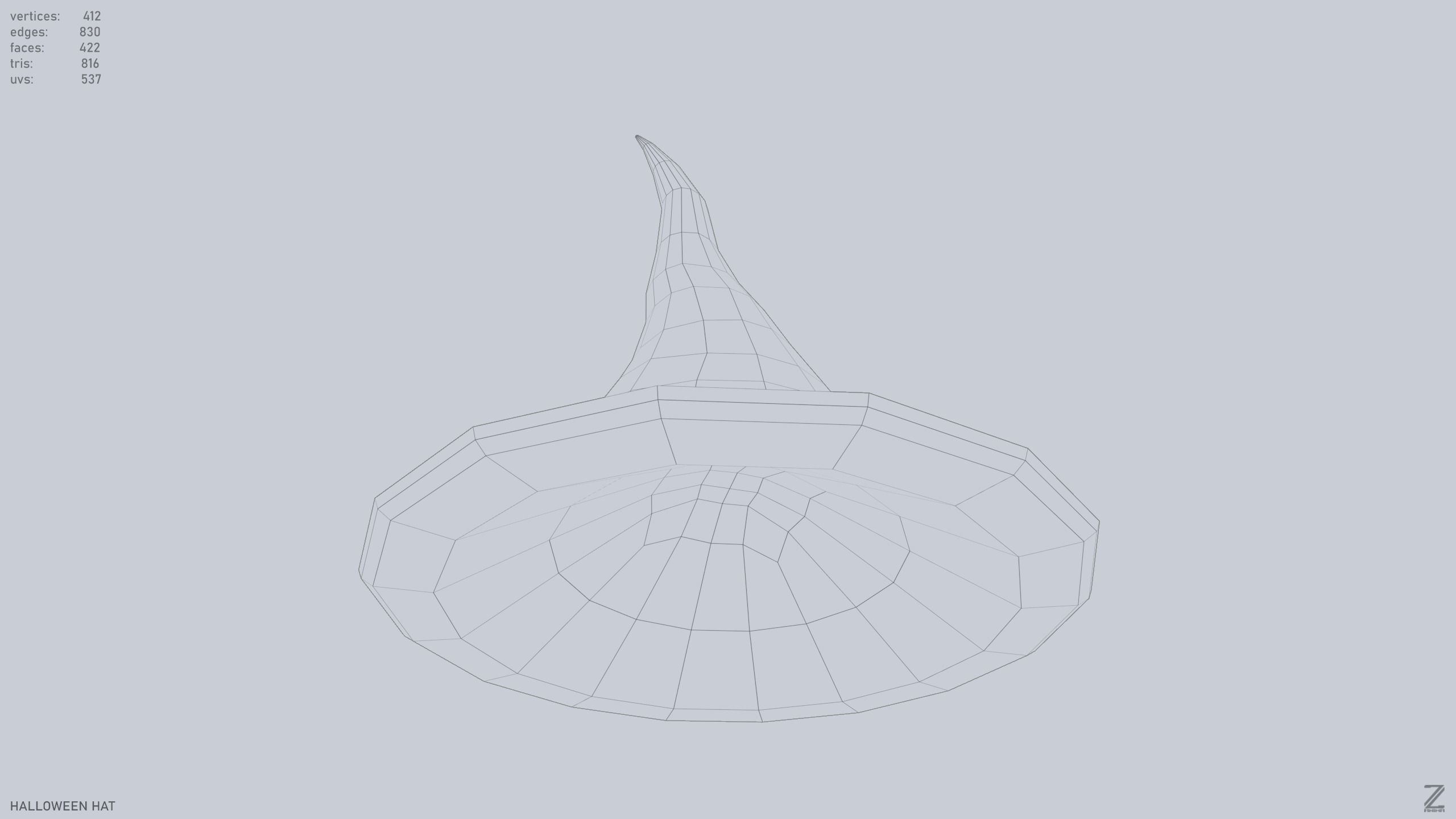 Halloween hat Low-poly 3D model_12