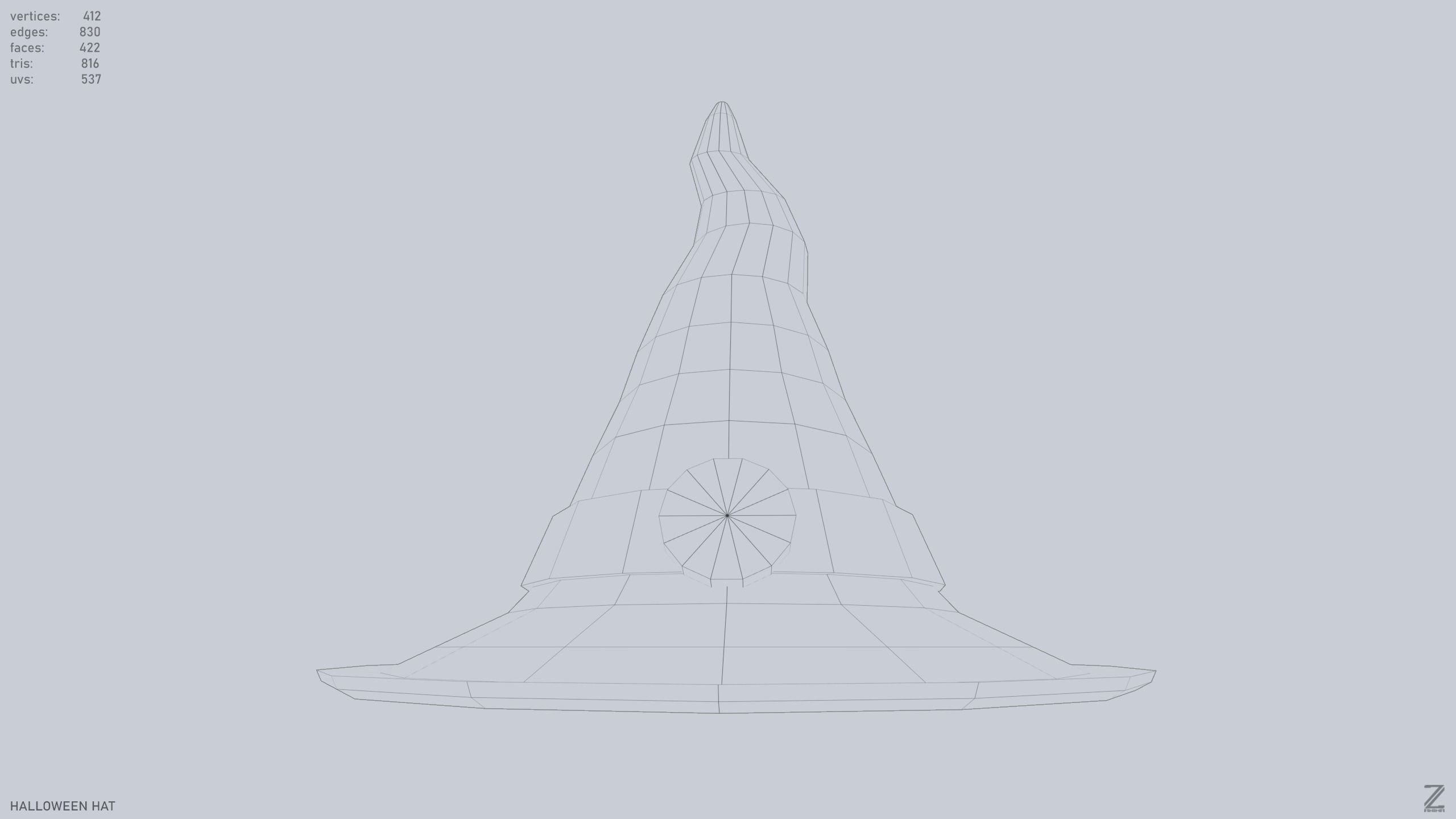 Halloween hat Low-poly 3D model_14