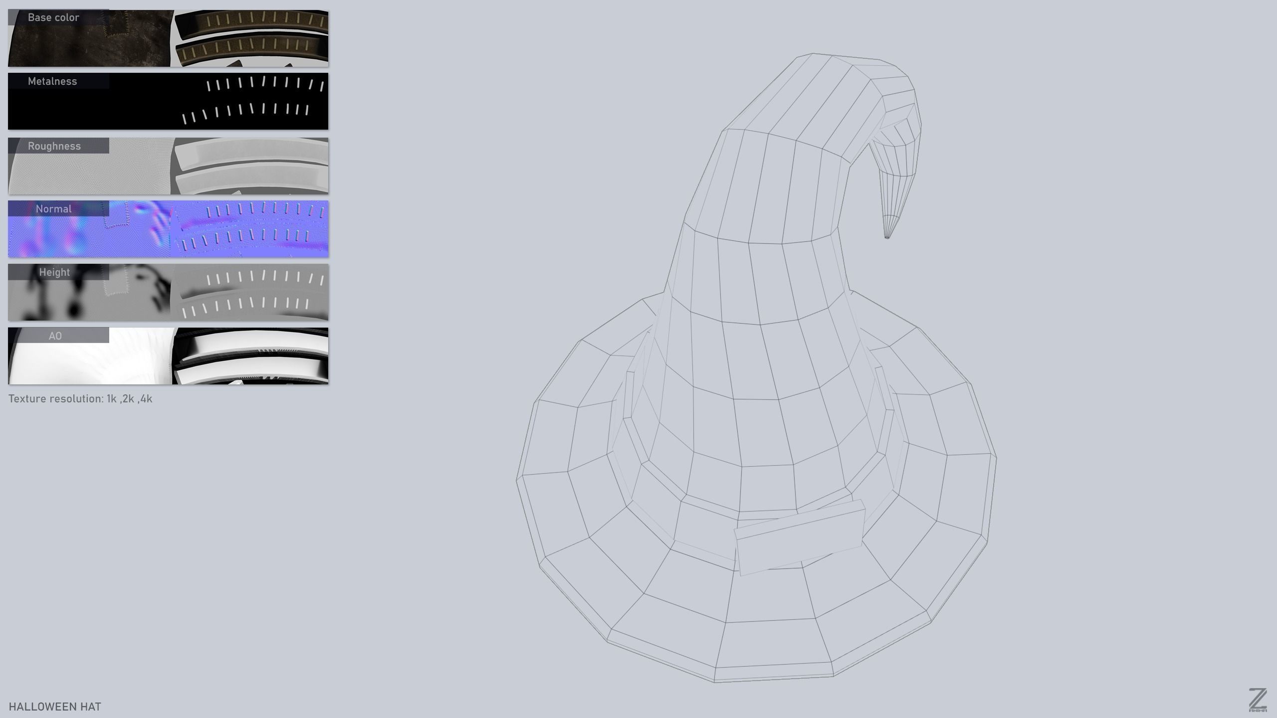 Halloween hat Low-poly 3D model_2