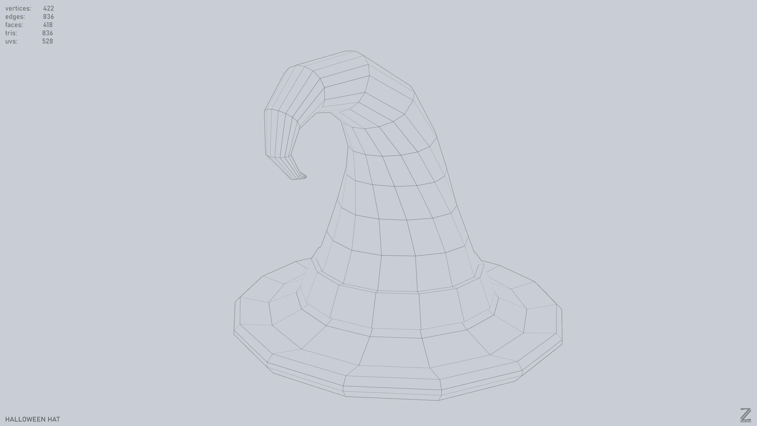Halloween hat Low-poly 3D model_11