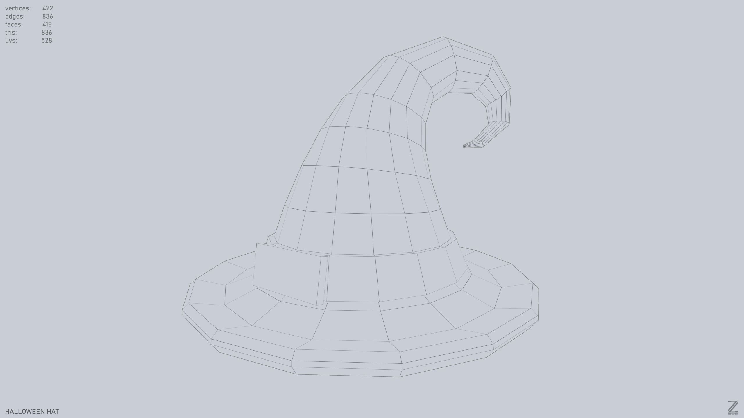 Halloween hat Low-poly 3D model_8
