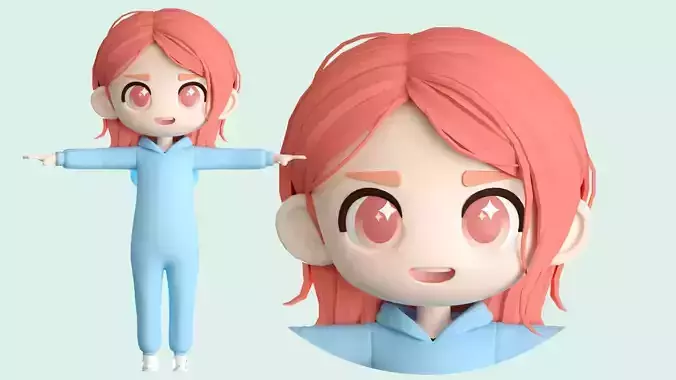 cartoon girl little girl kid cute ip c4d