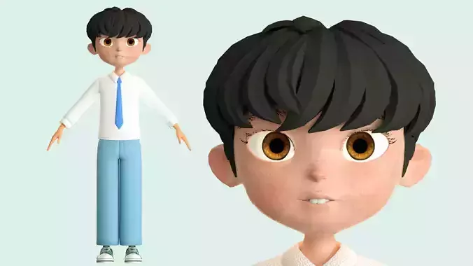 cartoon boy kid teenager youth student c4d