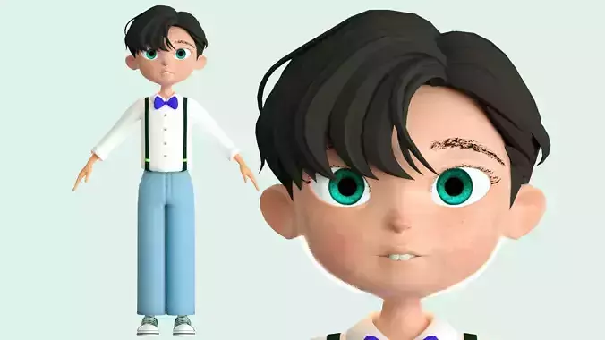 cartoon boy kid teenager youth student c4d