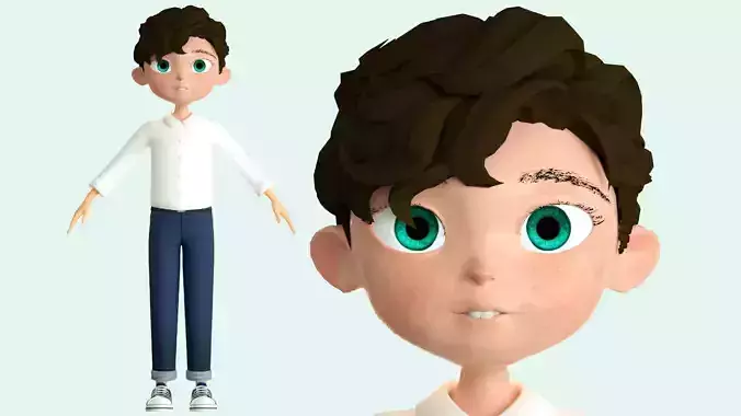 cartoon boy teenager youth hit worker kid ip c4d