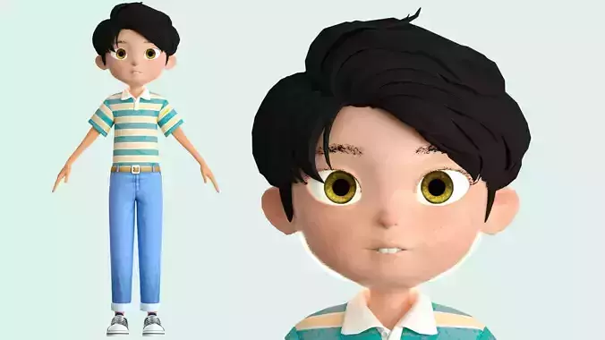cartoon boy teenager youth kid student ip c4d