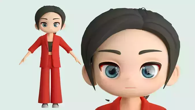 cartoon girl sister workplace white collar manager beauty ip c4d