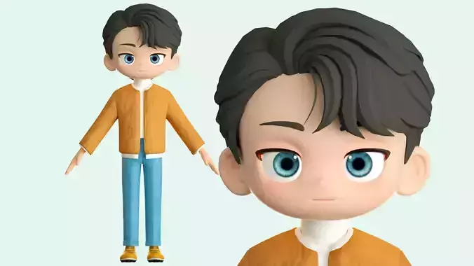 cartoon boy teenager youth student kid ip c4d