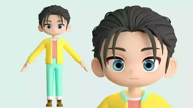 cartoon boy teenager youth student kid ip c4d