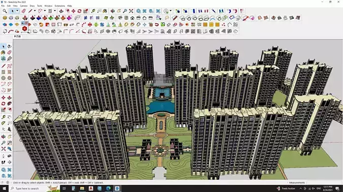 3D model of a city with lots of buildings 3D model