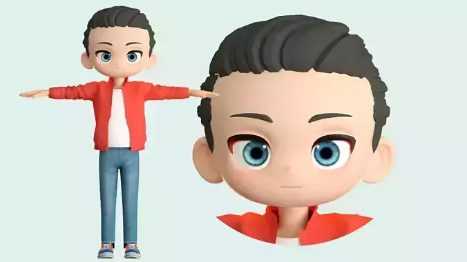 cartoon boy teenager youth student kid ip c4d