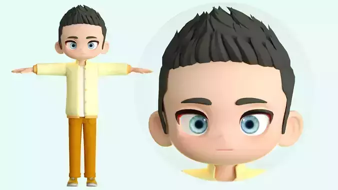 cartoon boy man teenager youth kid student bad apprentice ip c4d