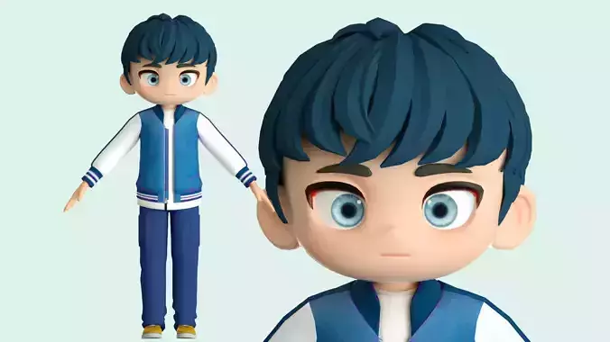 cartoon boy teenager youth kid student ip c4d