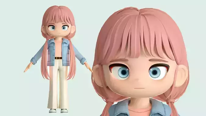 cartoon girl girl student workplace people child beauty ip c4d