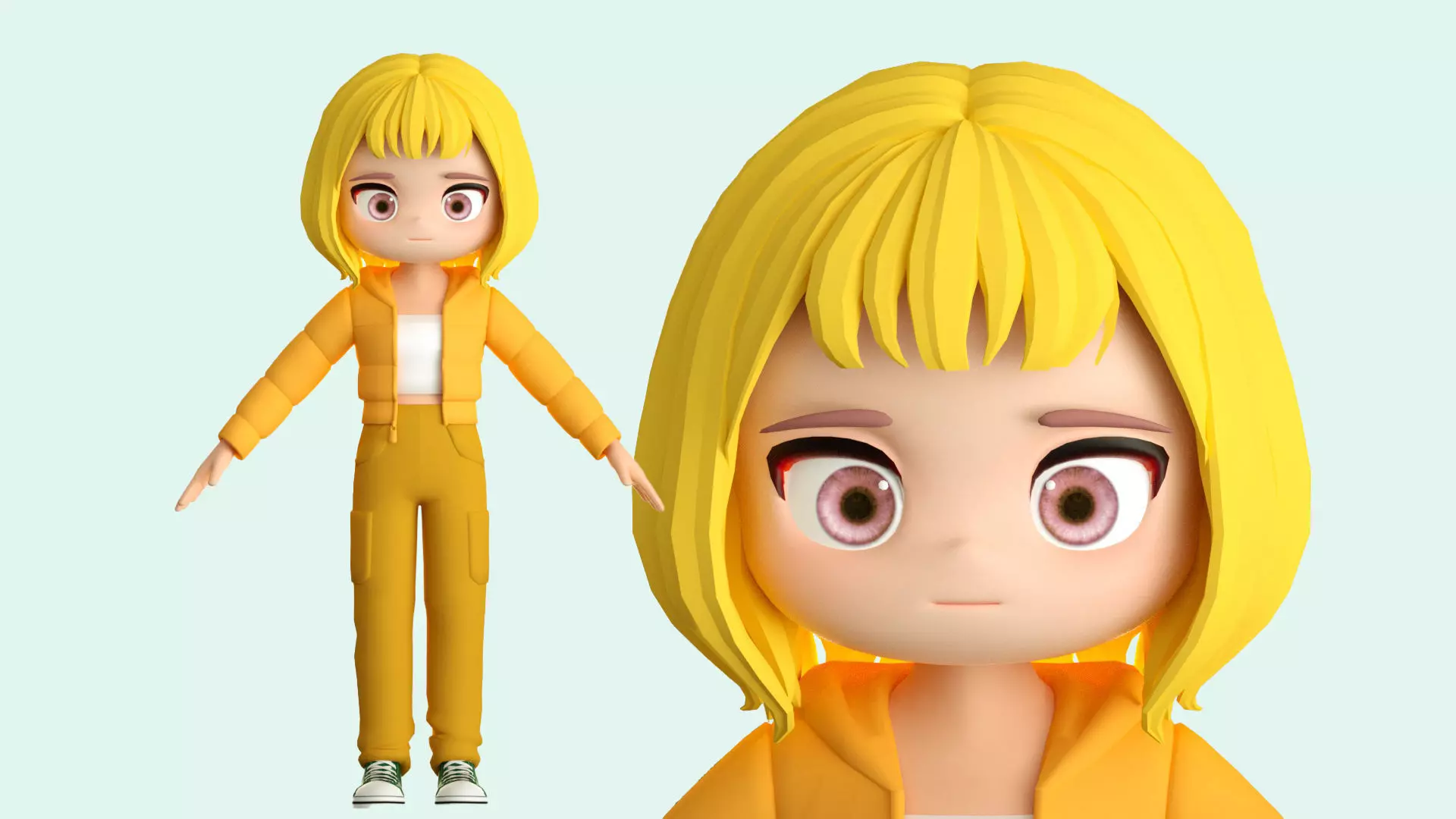 cartoon girl girl beauty little girl child student ip c4d 3D model