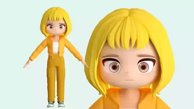 cartoon girl girl beauty little girl child student ip c4d