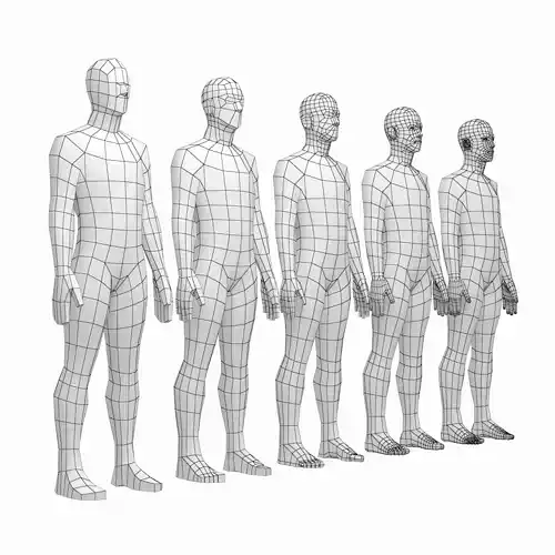 Natural Male in Rest Pose in 5 Topologies 3D model