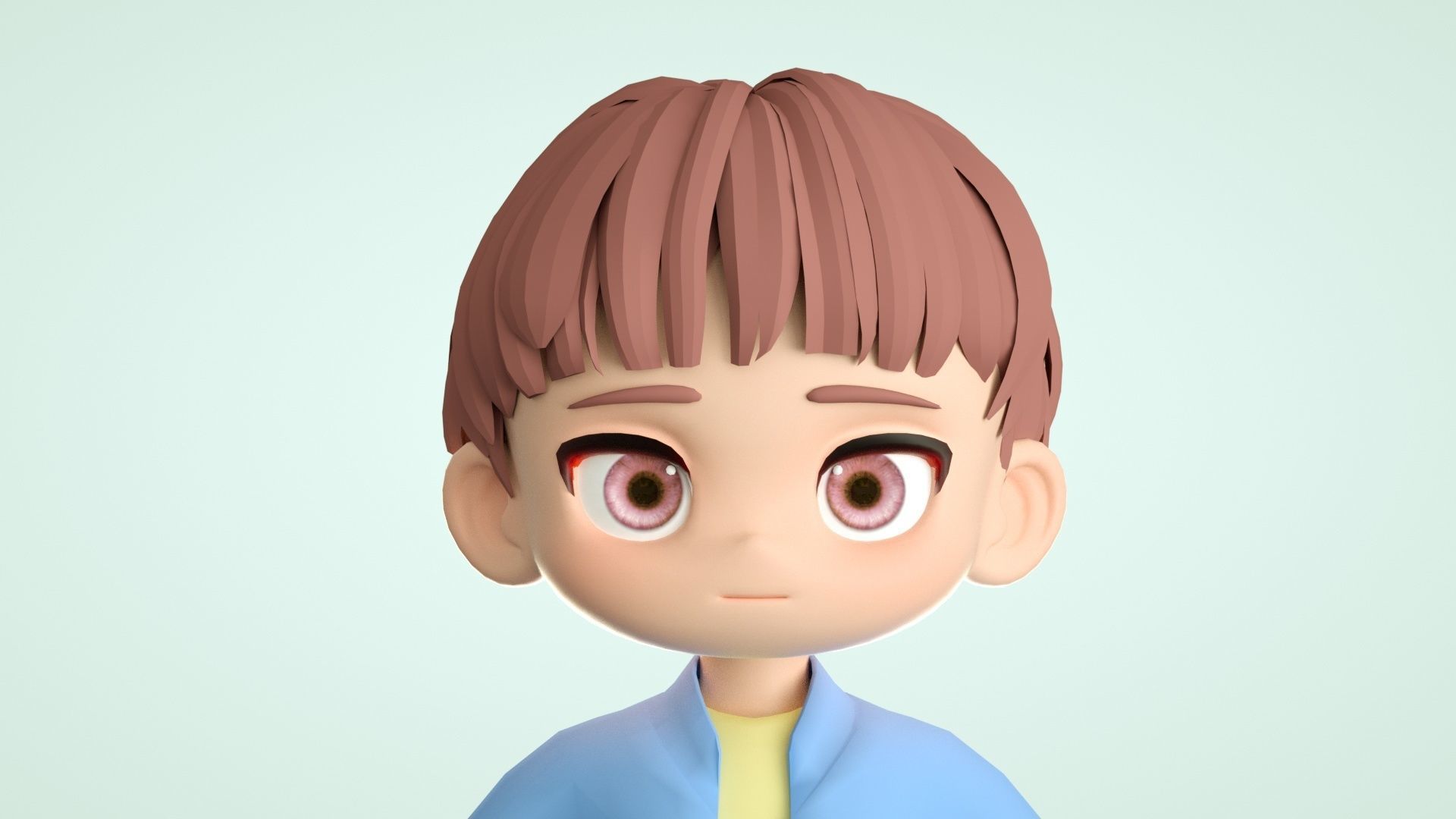 cartoon boy teenager youth student child 3D model_1