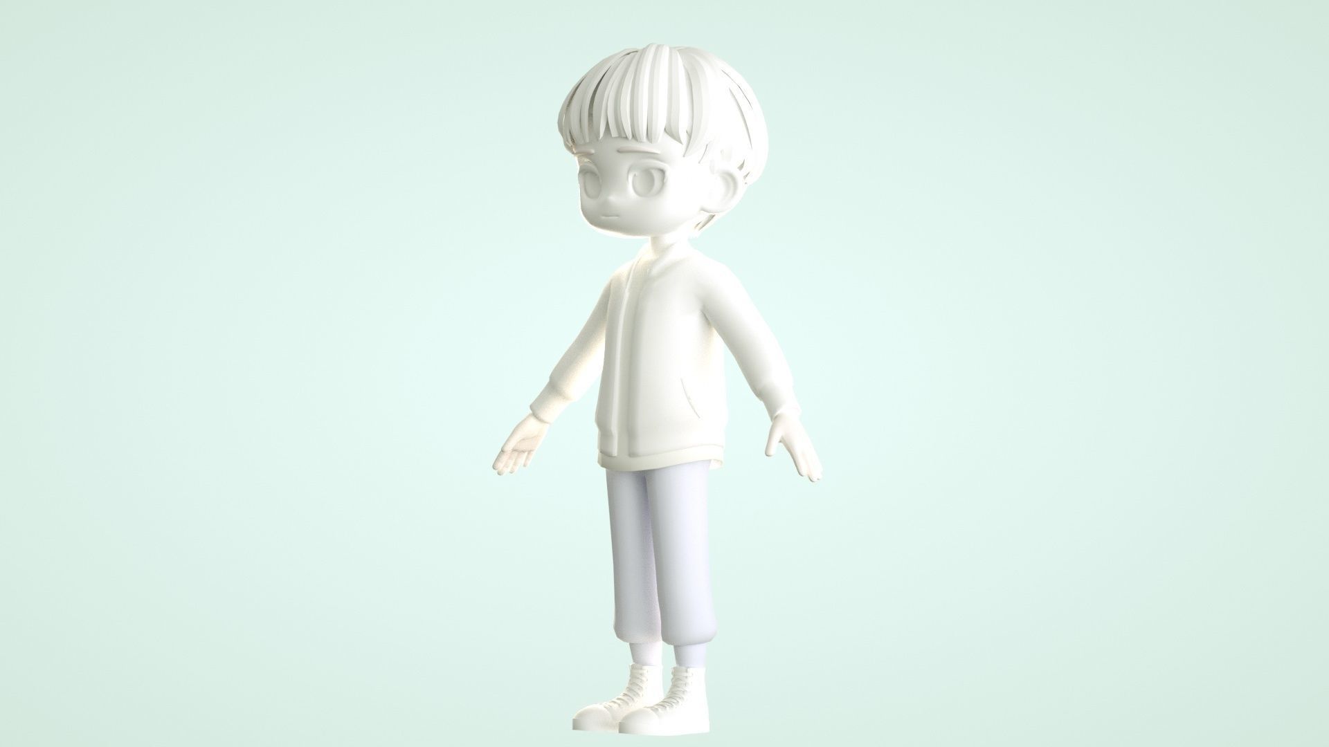cartoon boy teenager youth student child 3D model_11