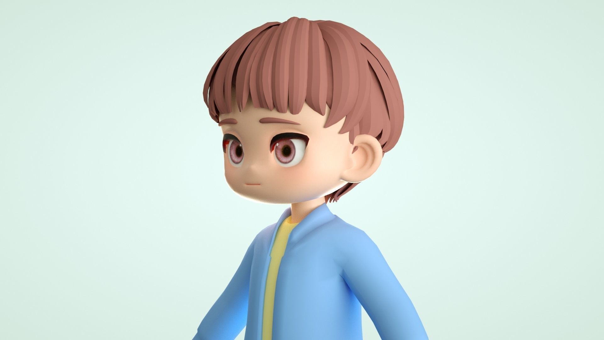 cartoon boy teenager youth student child 3D model_5