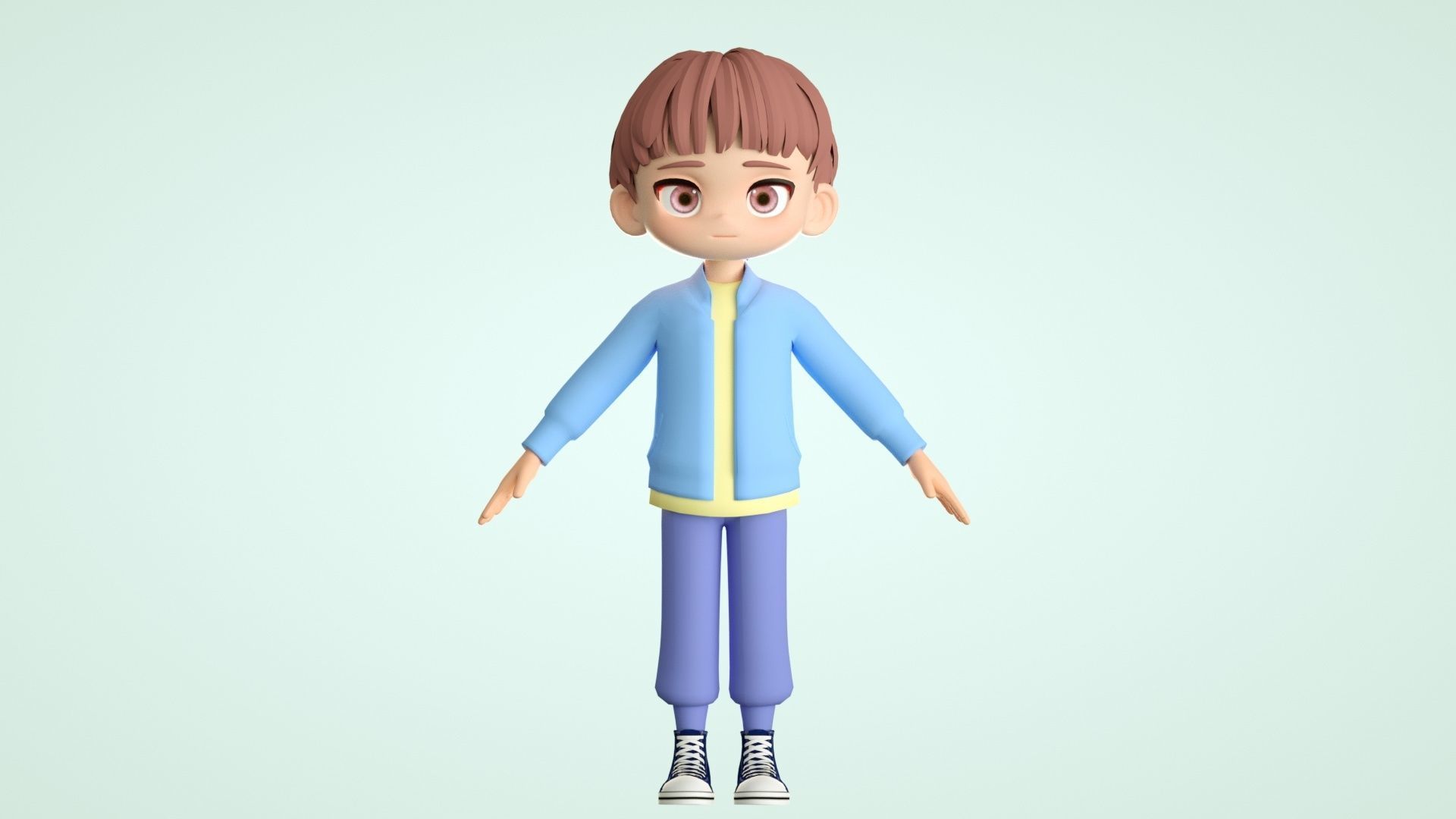 cartoon boy teenager youth student child 3D model_7