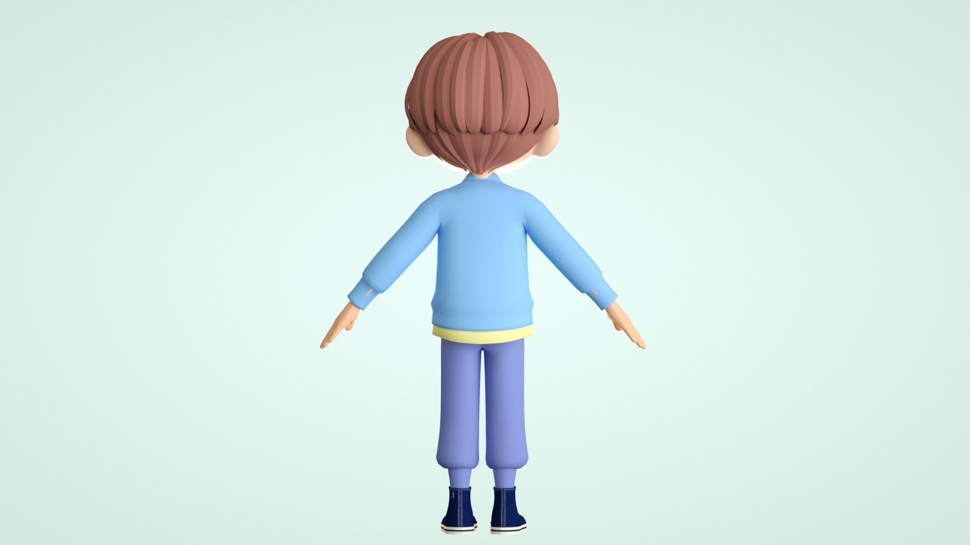 cartoon boy teenager youth student child 3D model_9