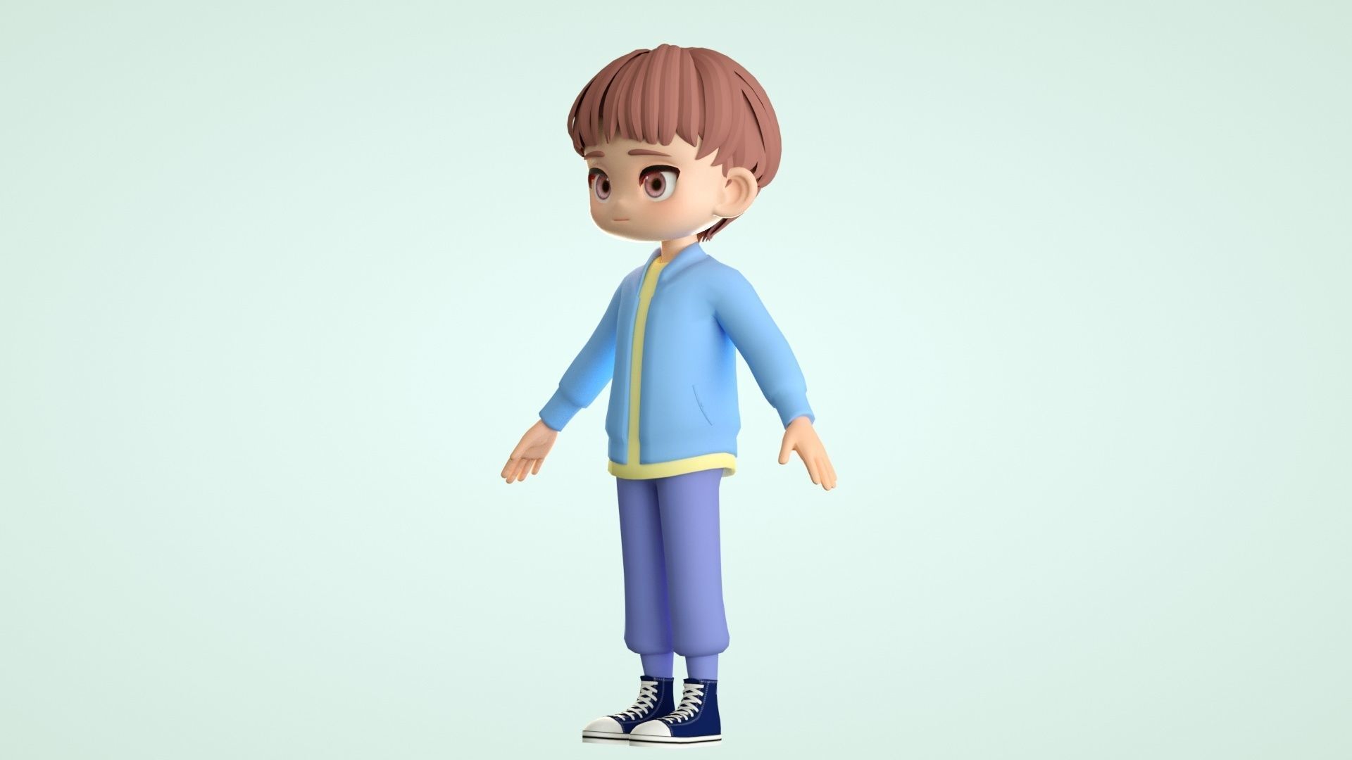 cartoon boy teenager youth student child 3D model_8